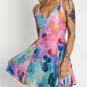 Blackmilk Floral Coral Rainbow Mini Strappy Dress
